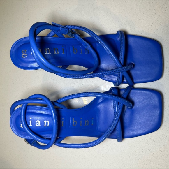 Gianni Bini Shoes - Blue Gianni Bini Leather Square Toe Strappy Dress Heels